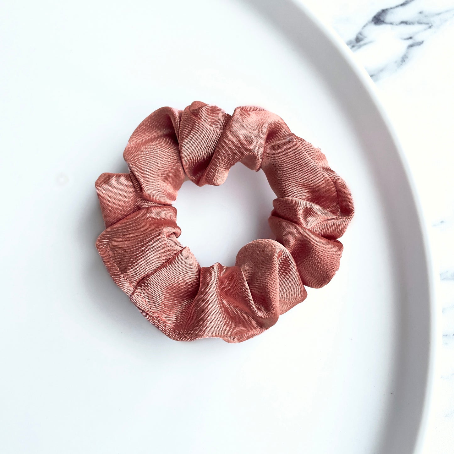 Peach satin scrunchie