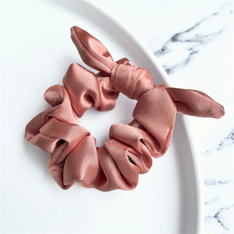 Peach satin scrunchie