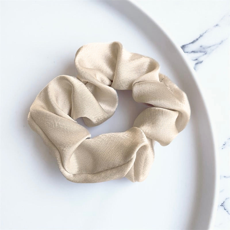 Champagne satin scrunchie