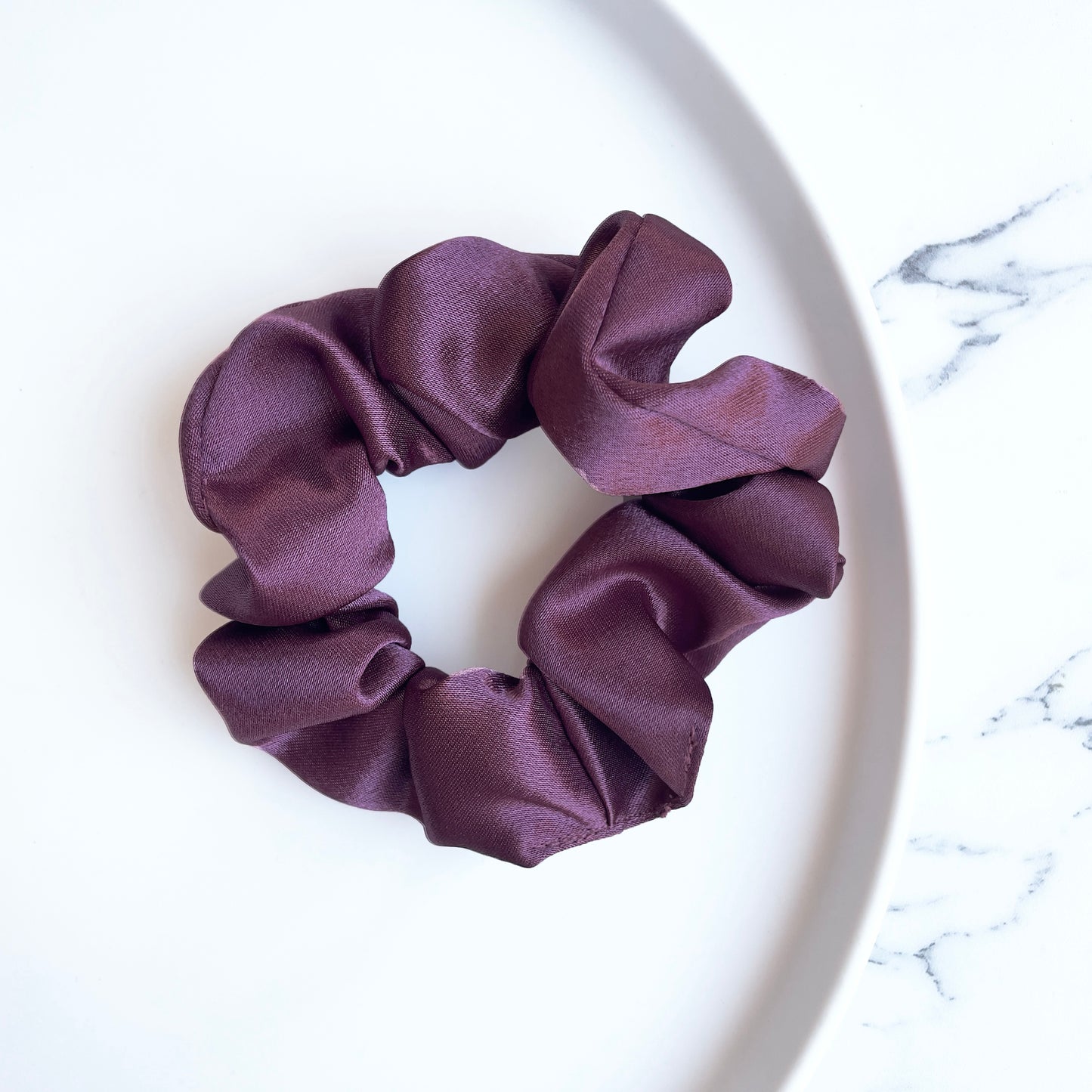 Deep mauve satin scrunchie