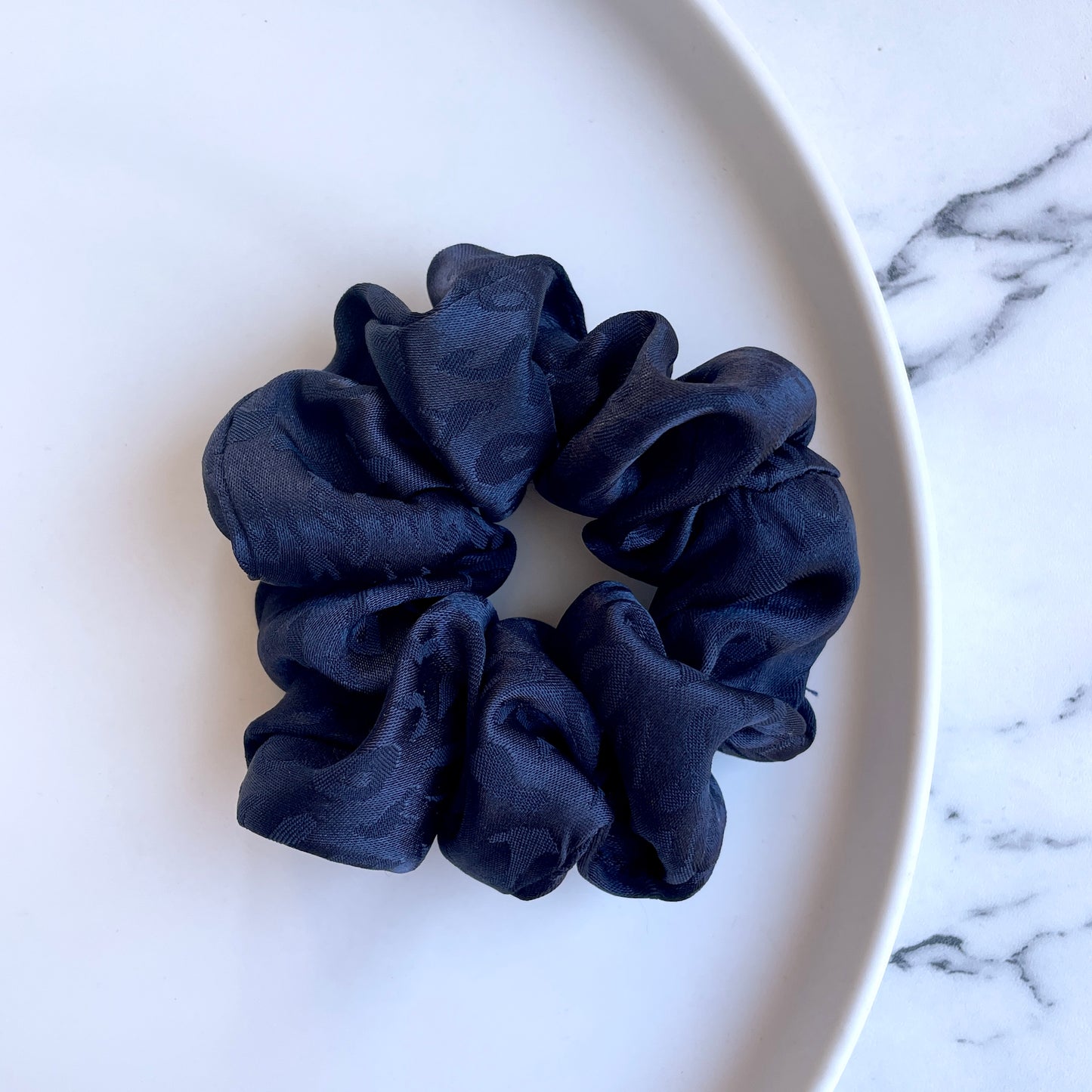 Navy jacquard scrunchie