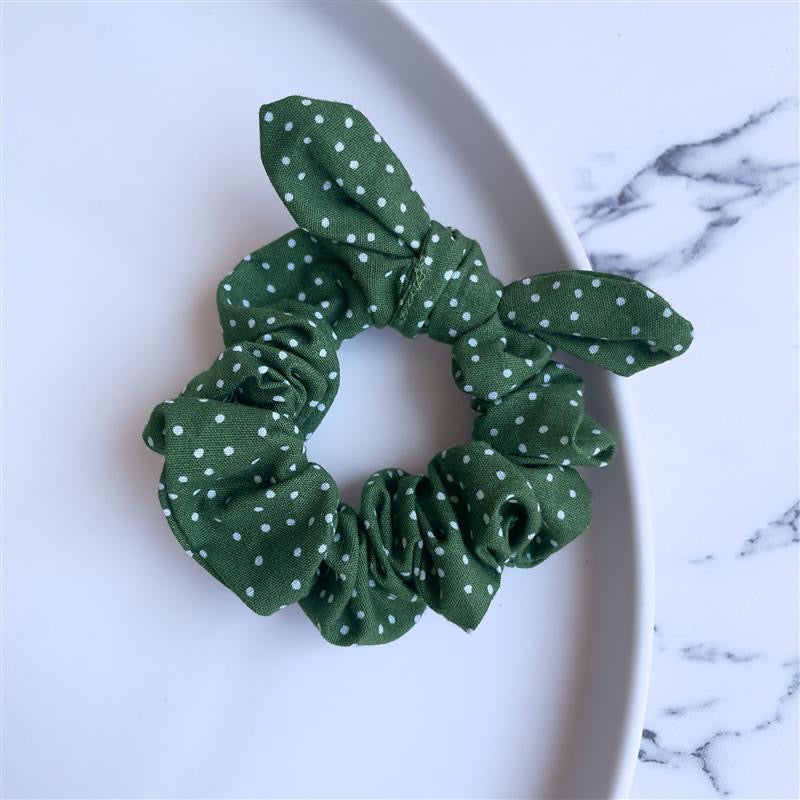 Green polkadot scrunchie