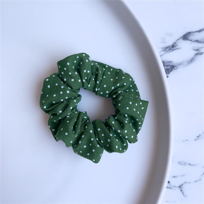 Green polkadot scrunchie