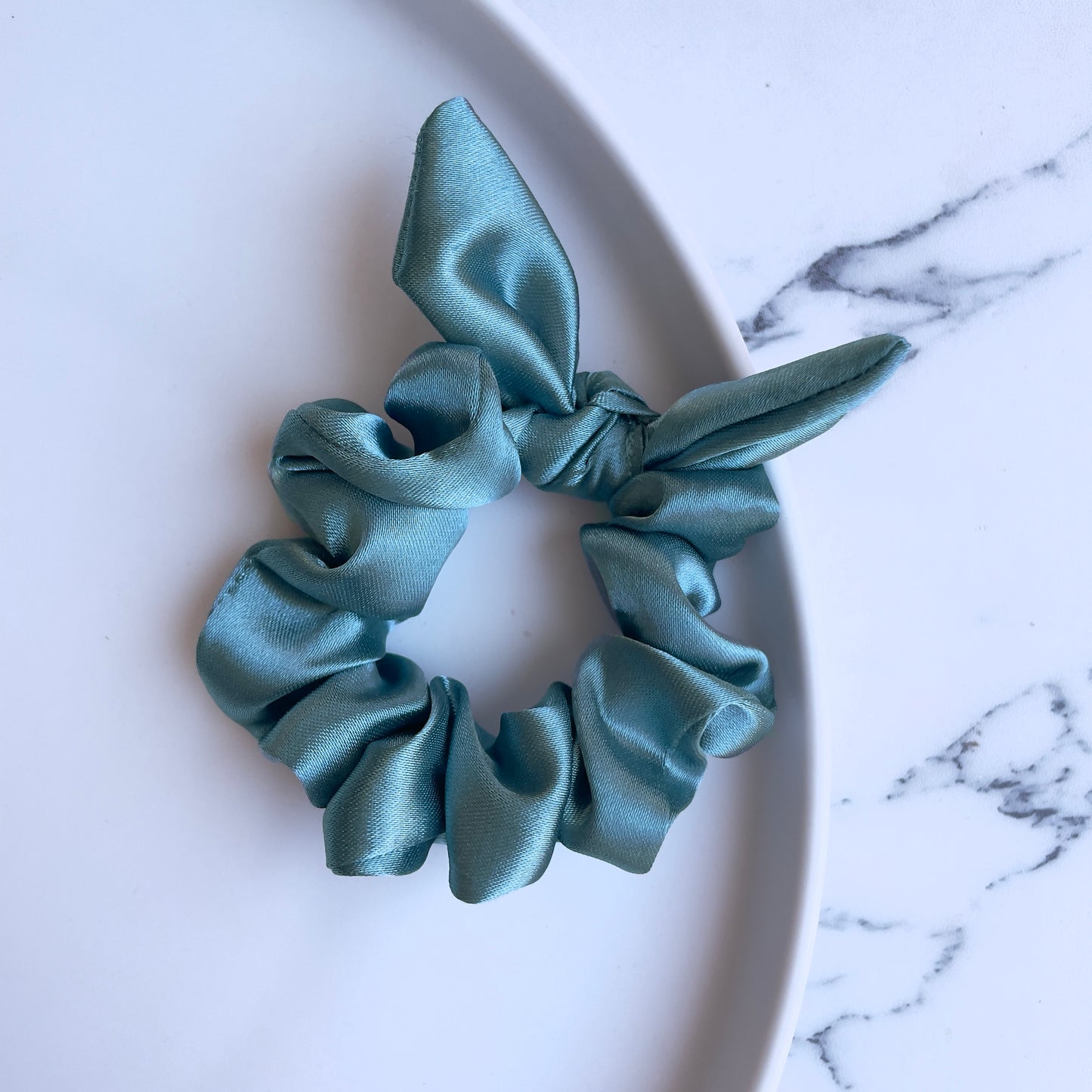 Pacific green satin scrunchie