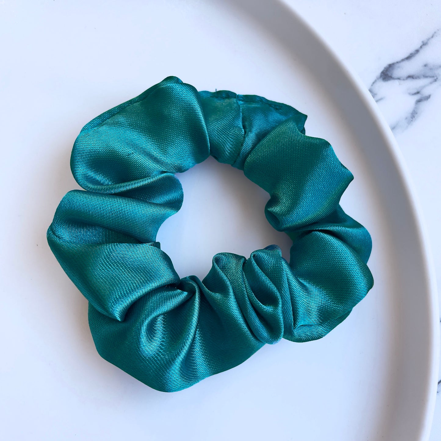 Emerald satin scrunchie