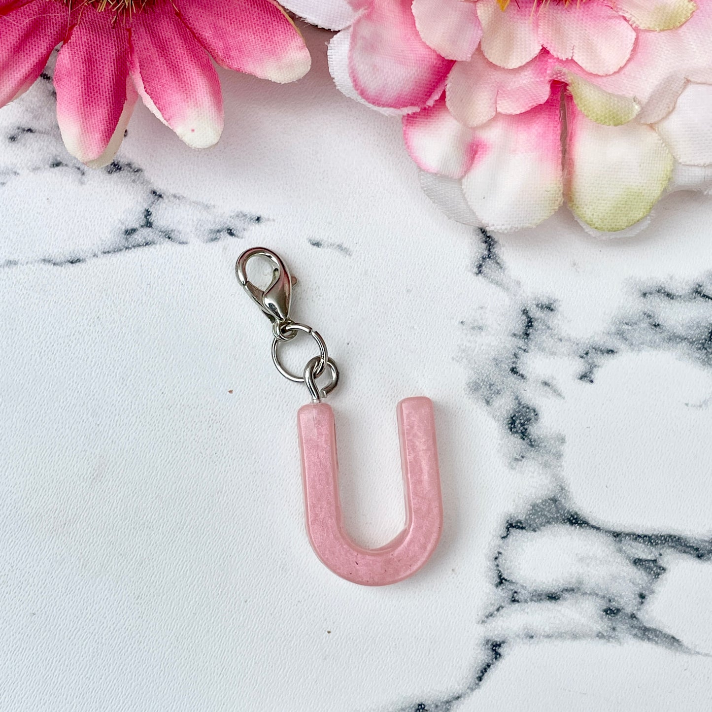 Pink Small Letter Keychain