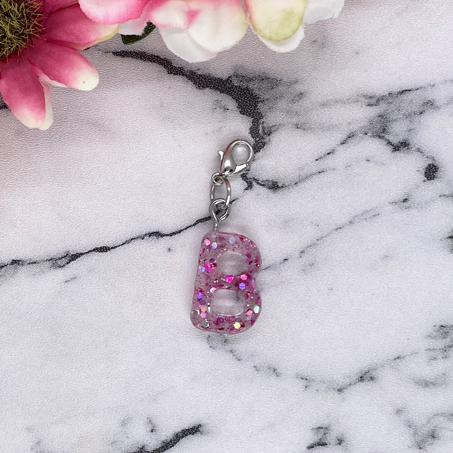 Pink Sparkles Small Letter Keychain