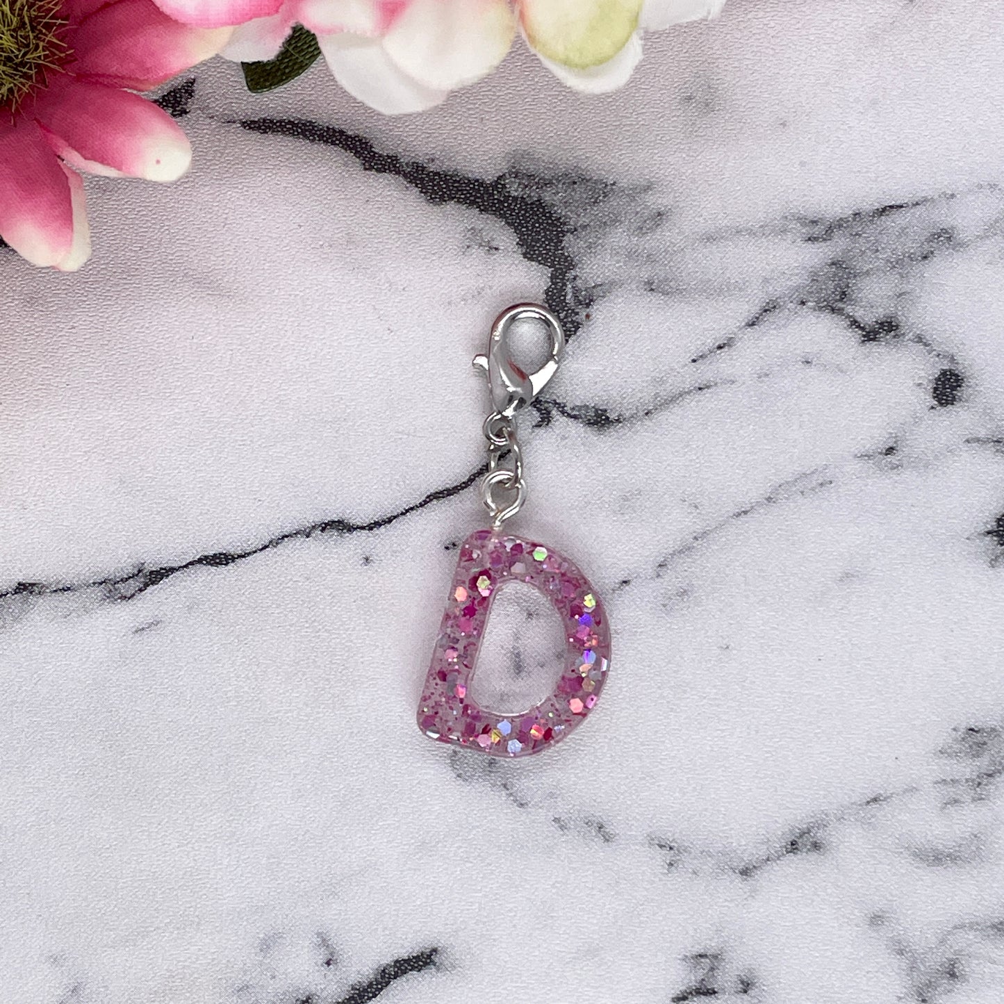 Pink Sparkles Small Letter Keychain