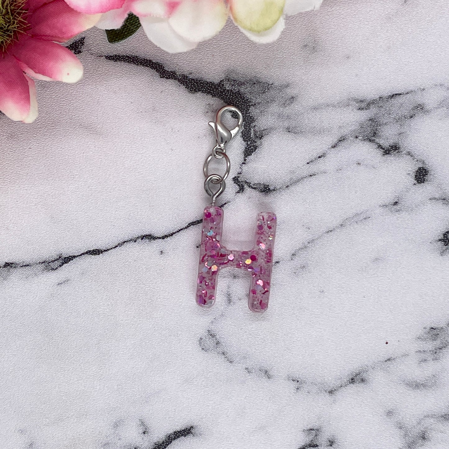 Pink Sparkles Small Letter Keychain