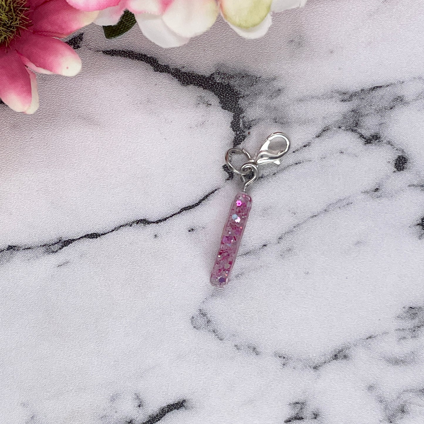 Pink Sparkles Small Letter Keychain