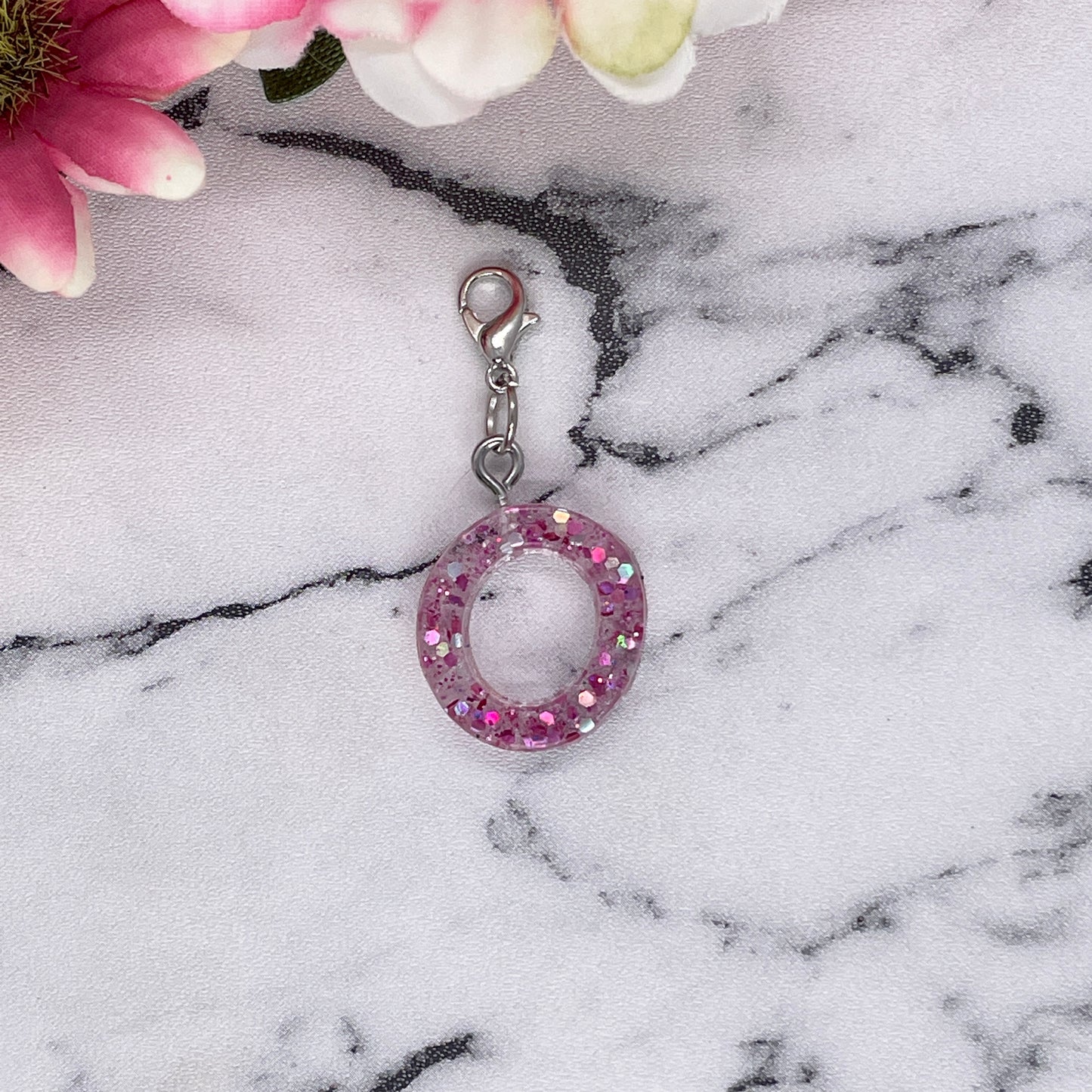 Pink Sparkles Small Letter Keychain