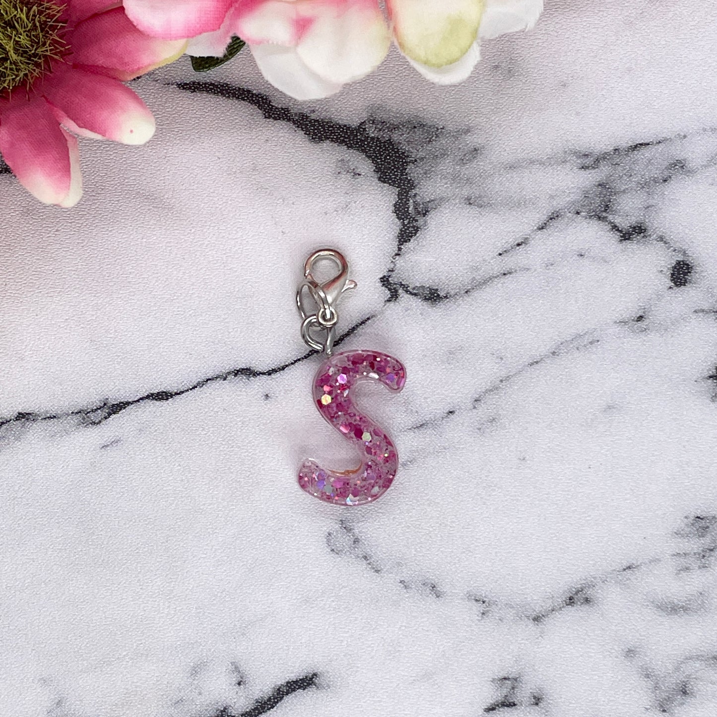 Pink Sparkles Small Letter Keychain