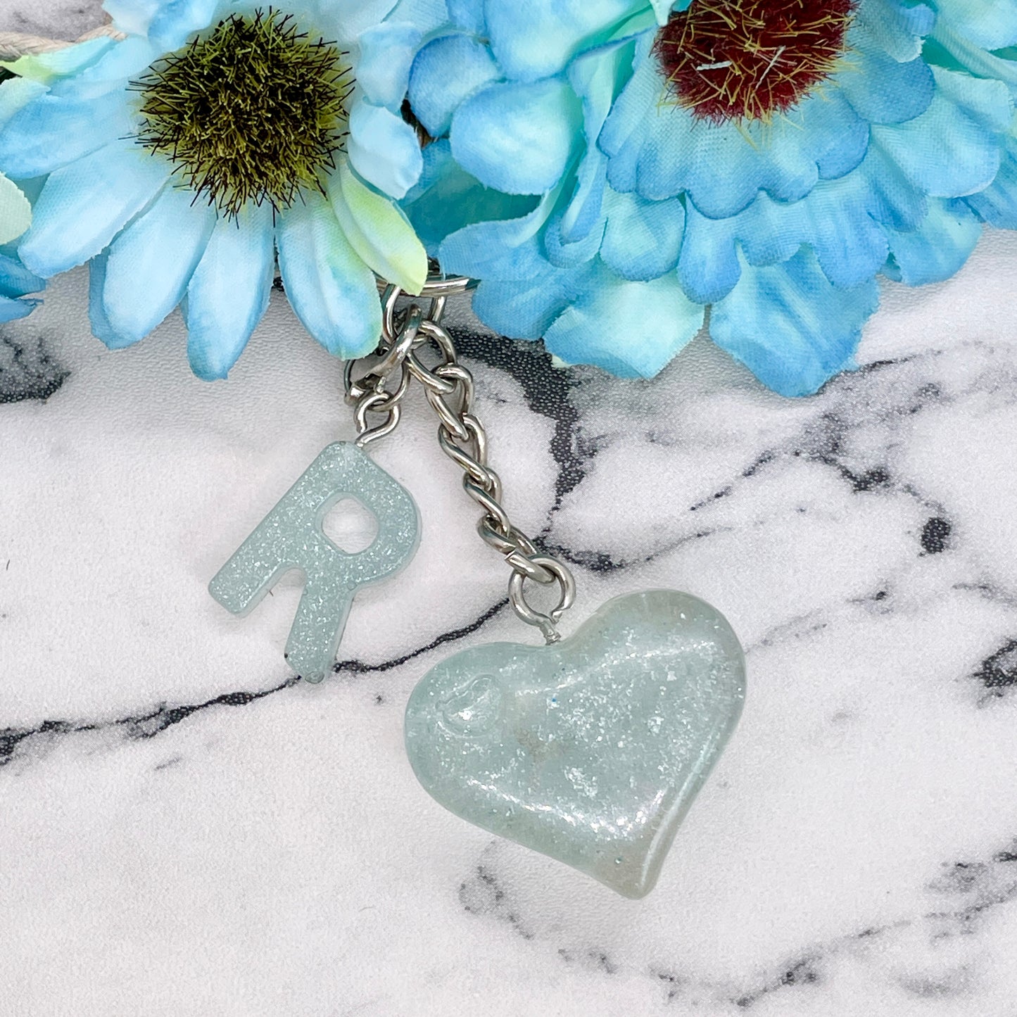 Light Blue Small Letter Keychain