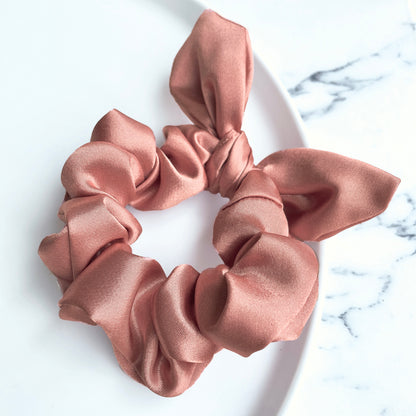 Peach satin scrunchie