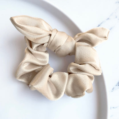 Champagne satin scrunchie