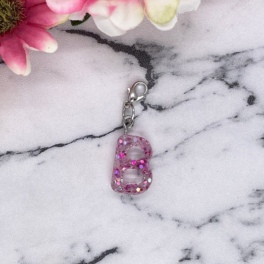 Pink Sparkles Small Letter Keychain