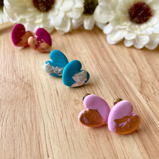 Valentine's Day Earrings, Heart Earrings, Clay Earrings, Floral